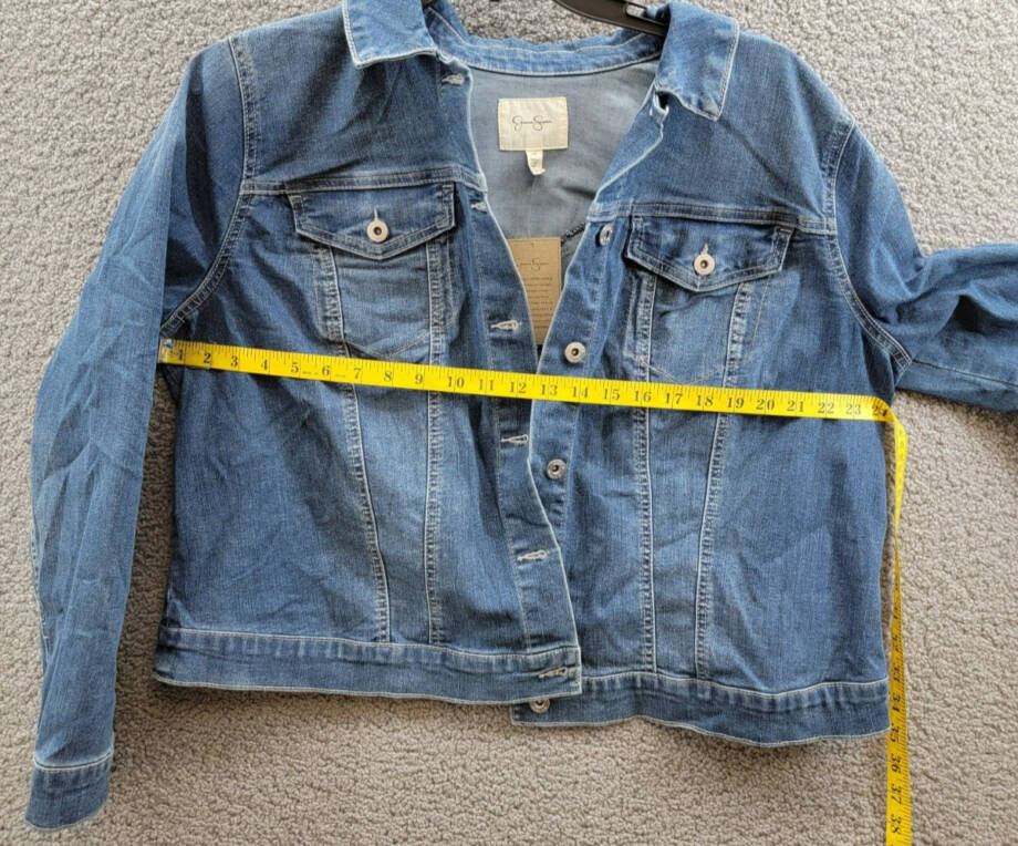 Jessica Simpson Trendy Plus Size Pixie Long Sleeve Denim Jacket Womens 2X Mercer