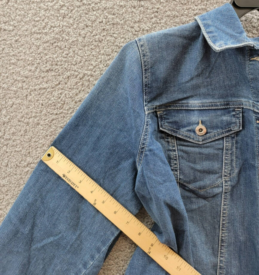 Jessica Simpson Trendy Plus Size Pixie Long Sleeve Denim Jacket Womens 2X Mercer