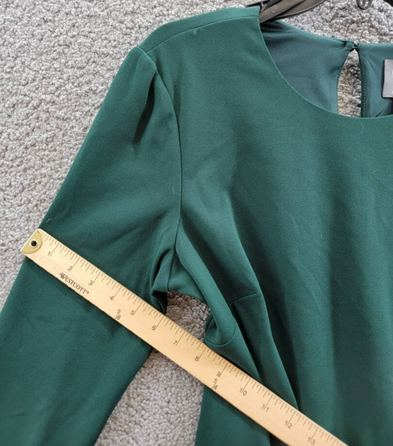 Vince Camuto Lace-Hem Bodycon Dress Women's 12 Hunter Crewneck Button Back Zip