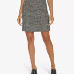Calvin Klein Tweed Pencil Skirt Womens 4 Black Multi Back Zip Hook & Eye Closure