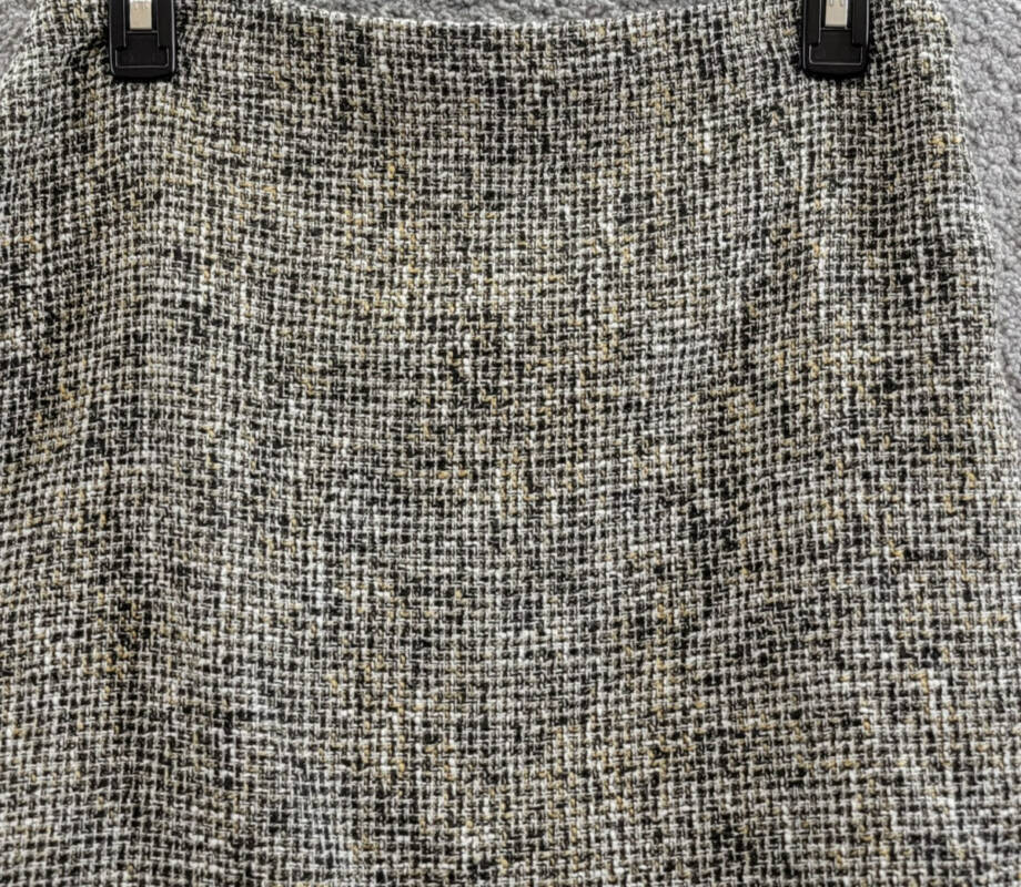 Calvin Klein Tweed Pencil Skirt Womens 4 Black Multi Back Zip Hook & Eye Closure