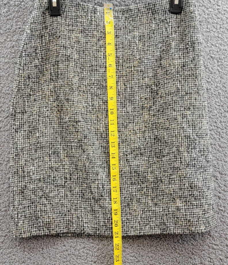 Calvin Klein Tweed Pencil Skirt Womens 4 Black Multi Back Zip Hook & Eye Closure