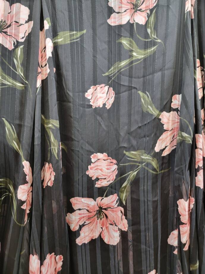 CeCe Pleated Floral Print Maxi Skirt Women's XL Black Multi Side Zip Closure