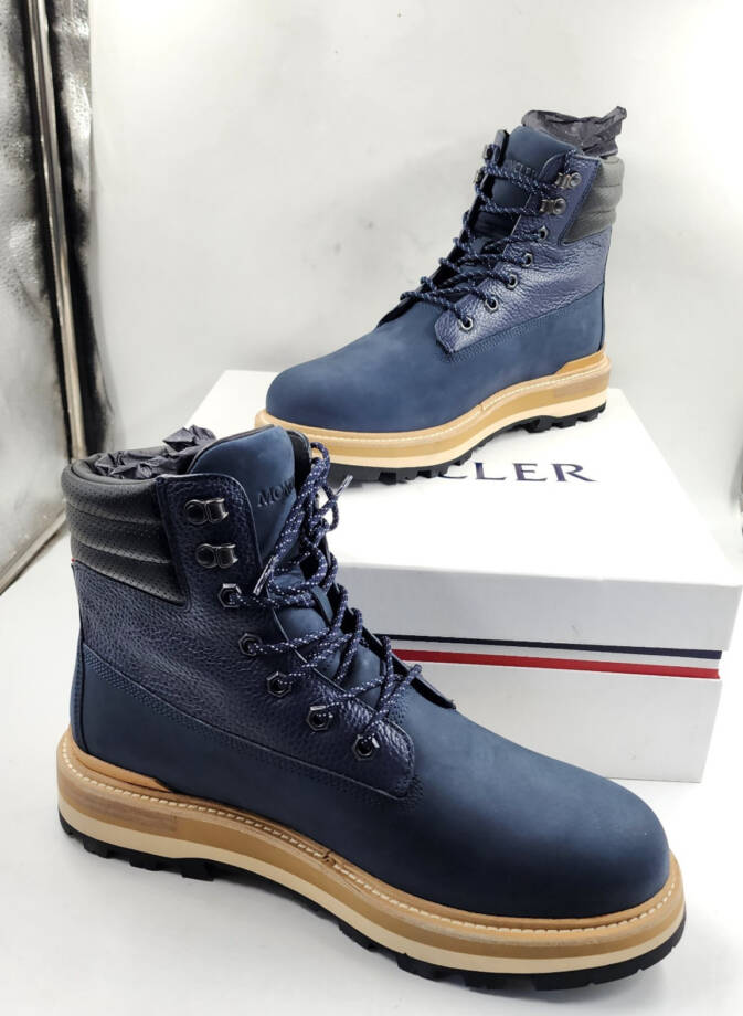 Moncler Peka Lace Up Hiking Boots Men's 11 Navy Padded Collar