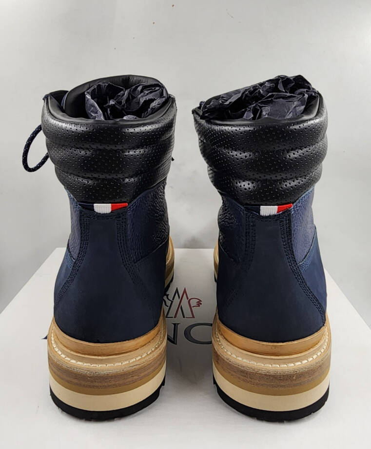 Moncler Peka Lace Up Hiking Boots Men's 11 Navy Padded Collar