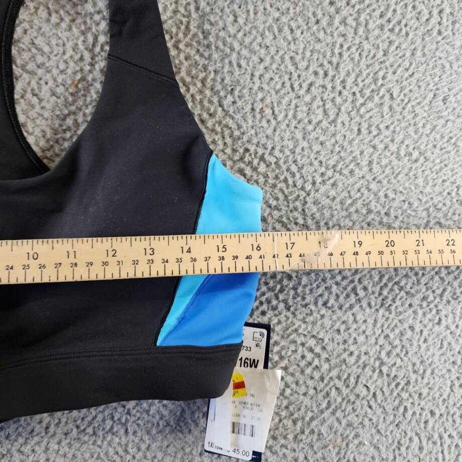 Reebok Plus Size Lux Colorblocked Racerback Sports Bra Women's 1X/16W Black/Blue