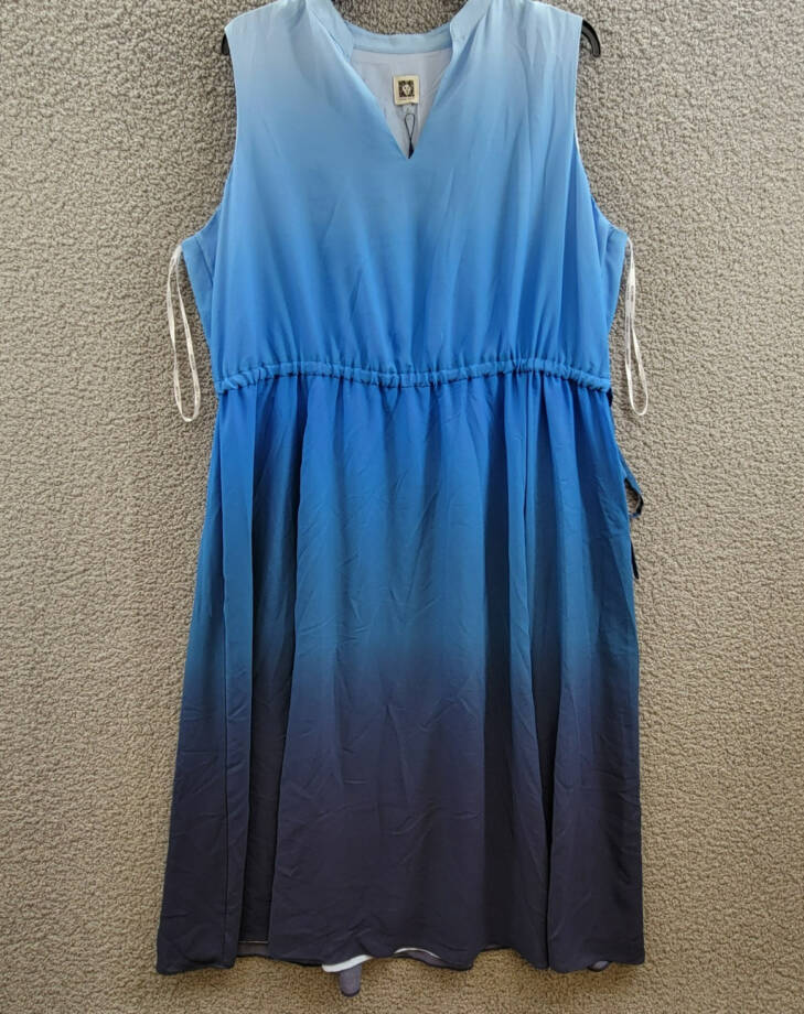 Anne Klein Jenna Plus Size Ombré Sleeveless Midi Dress Women's 3X Blue Combo