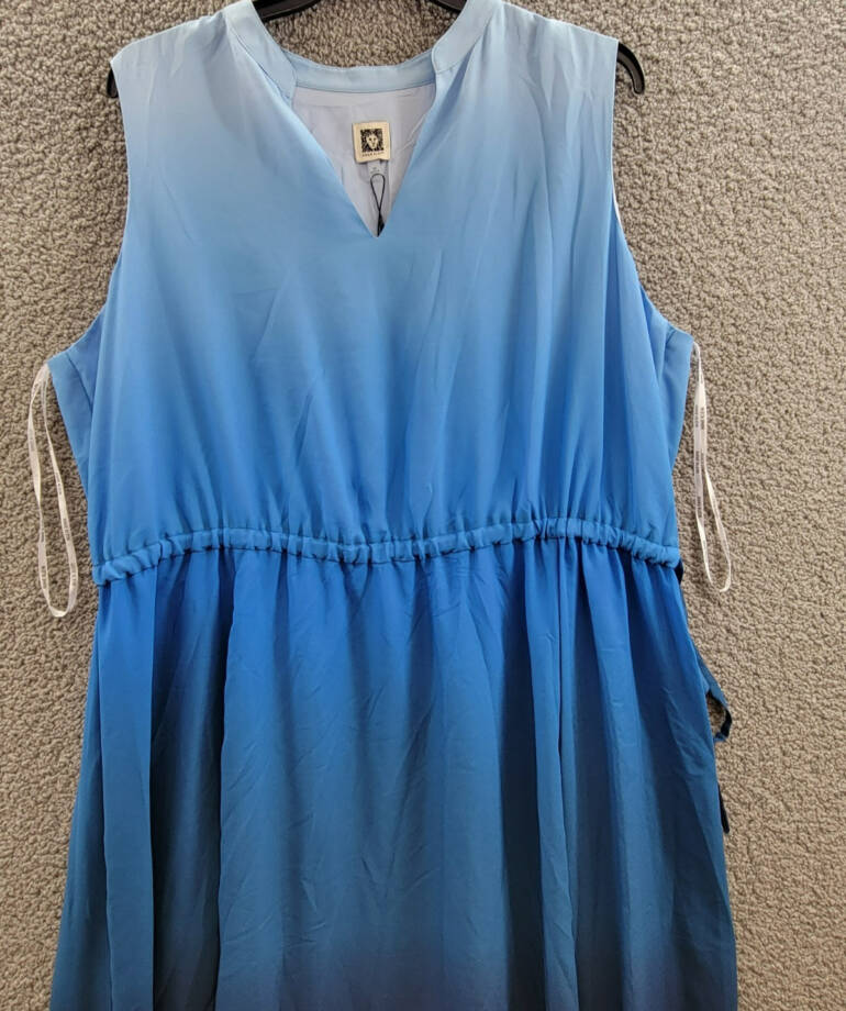 Anne Klein Jenna Plus Size Ombré Sleeveless Midi Dress Women's 3X Blue Combo