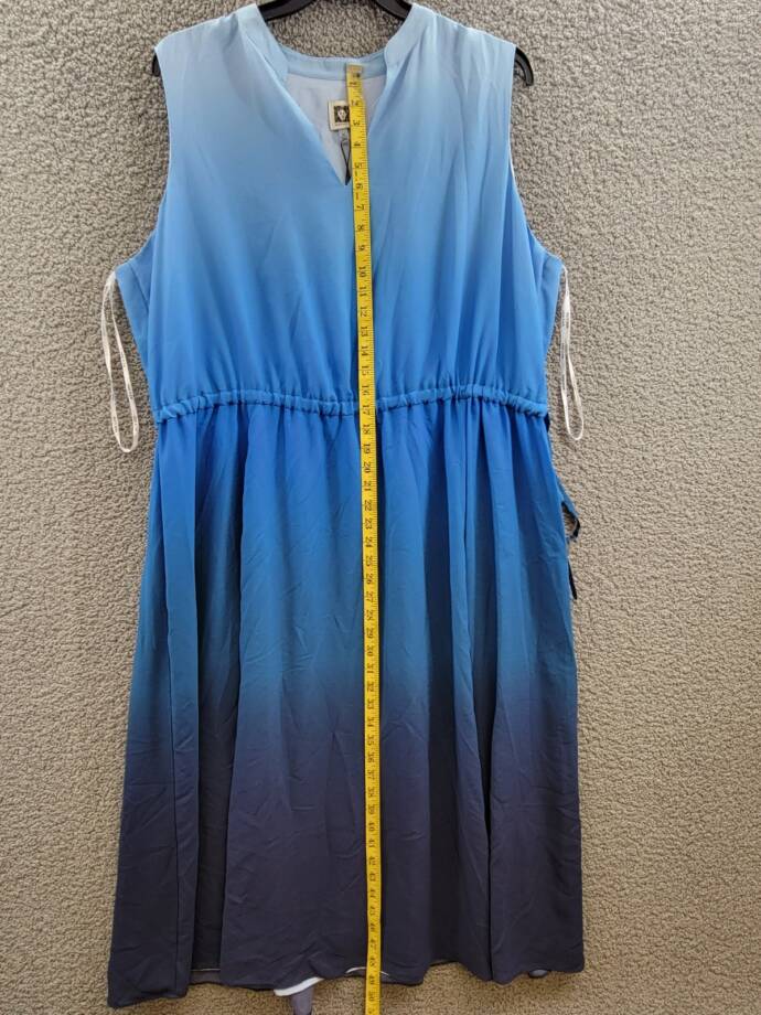 Anne Klein Jenna Plus Size Ombré Sleeveless Midi Dress Women's 3X Blue Combo