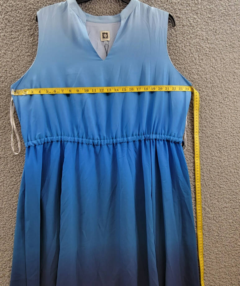 Anne Klein Jenna Plus Size Ombré Sleeveless Midi Dress Women's 3X Blue Combo