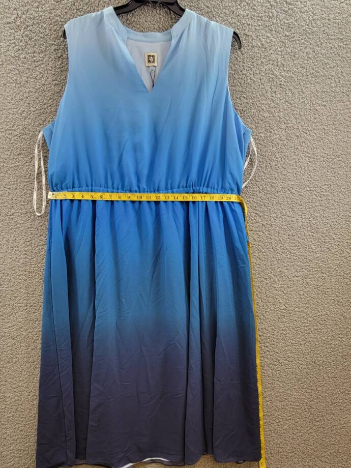 Anne Klein Jenna Plus Size Ombré Sleeveless Midi Dress Women's 3X Blue Combo