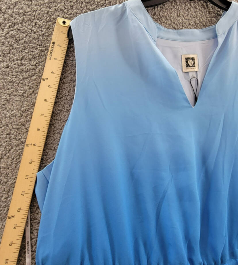 Anne Klein Jenna Plus Size Ombré Sleeveless Midi Dress Women's 3X Blue Combo