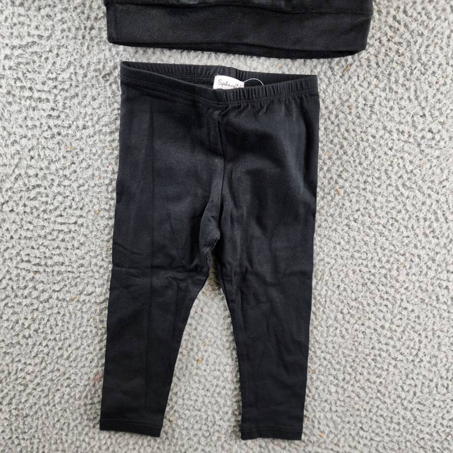 Splendid Velour Ruffle Sweatshirt & Leggings Set Baby Girls 6-12M Black Pullover