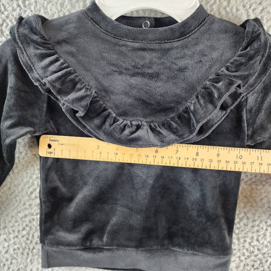 Splendid Velour Ruffle Sweatshirt & Leggings Set Baby Girls 6-12M Black Pullover