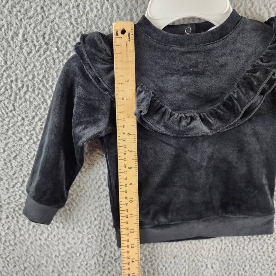 Splendid Velour Ruffle Sweatshirt & Leggings Set Baby Girls 6-12M Black Pullover