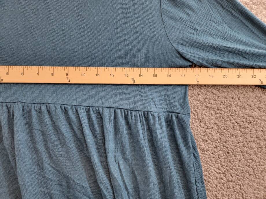 Style & Co Lace Trim Babydoll Top Women's S Rich Teal Scoop Neck Long Sleeve