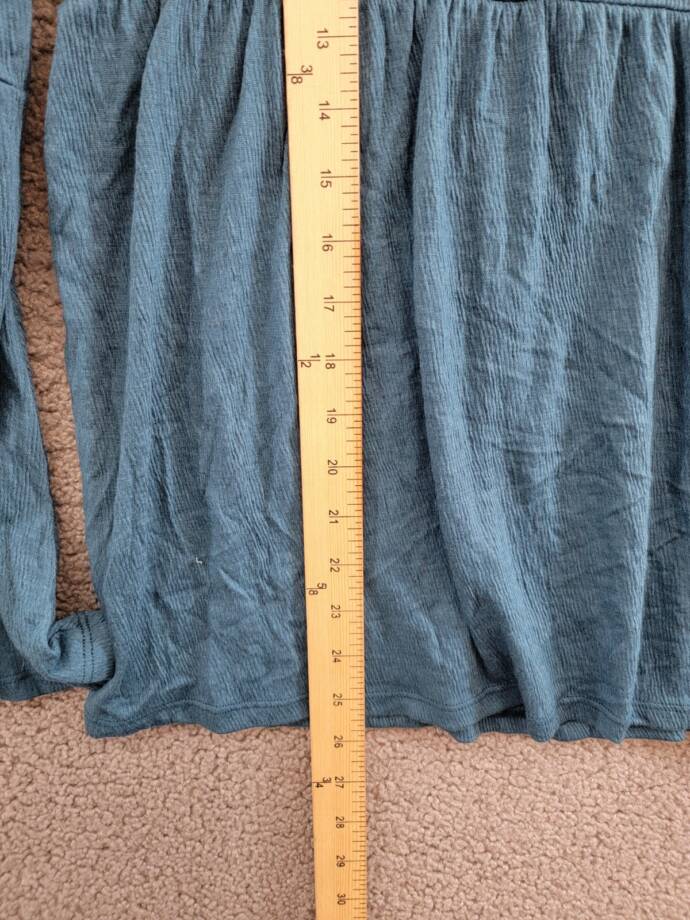 Style & Co Lace Trim Babydoll Top Women's S Rich Teal Scoop Neck Long Sleeve