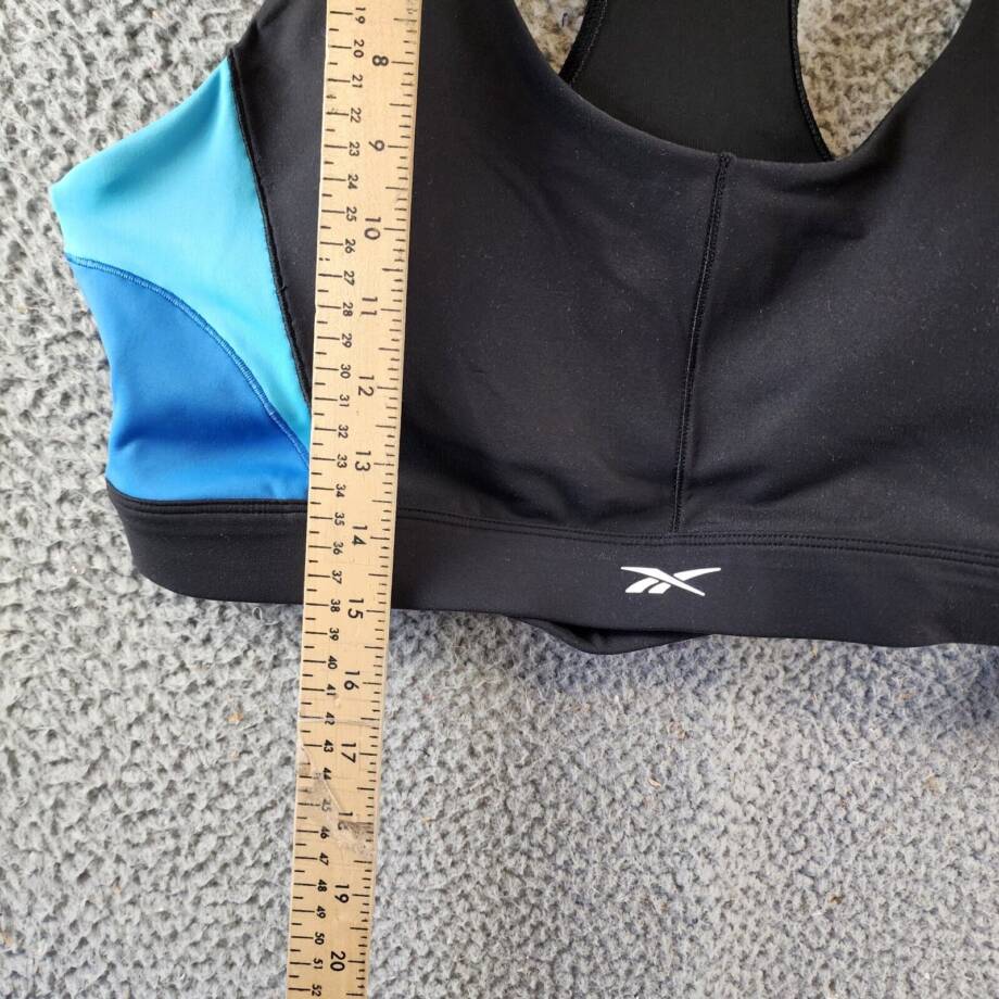 Reebok Plus Size Lux Colorblocked Racerback Sports Bra Women's 1X/16W Black/Blue