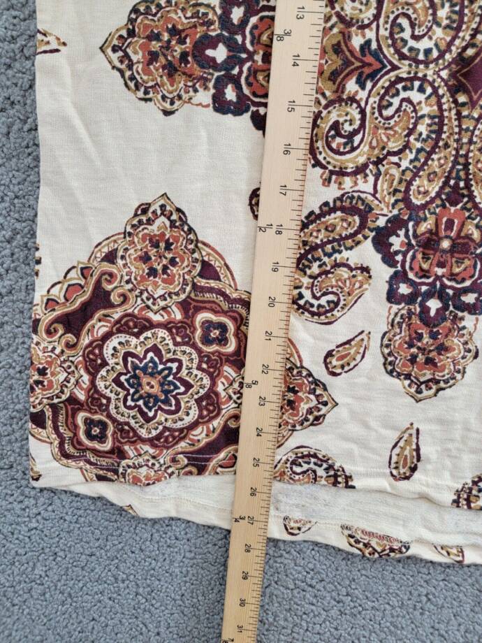Style & Co. Ikat Roll-Up Sleeve T-Shirt Women's L Tile Vision Creme Pullover