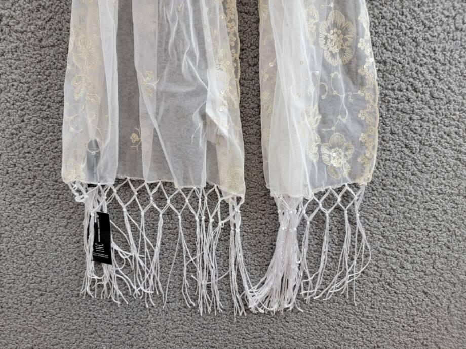 INC International Concepts Embellished Fringe Wrap Women's One Size White