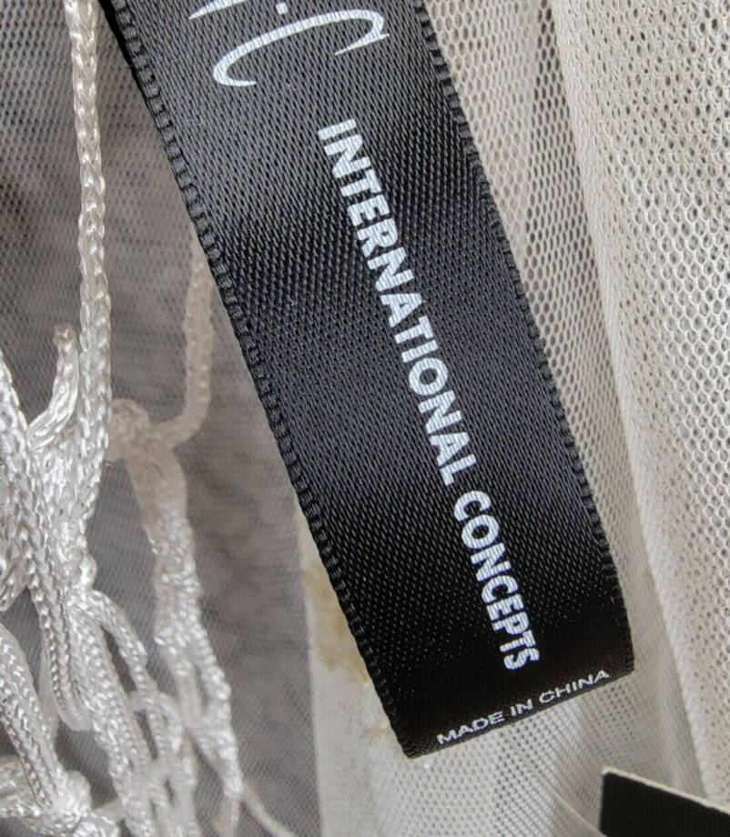 INC International Concepts Embellished Fringe Wrap Women's One Size White
