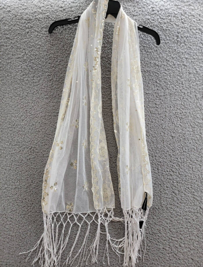 INC International Concepts Embellished Fringe Wrap Women's One Size White