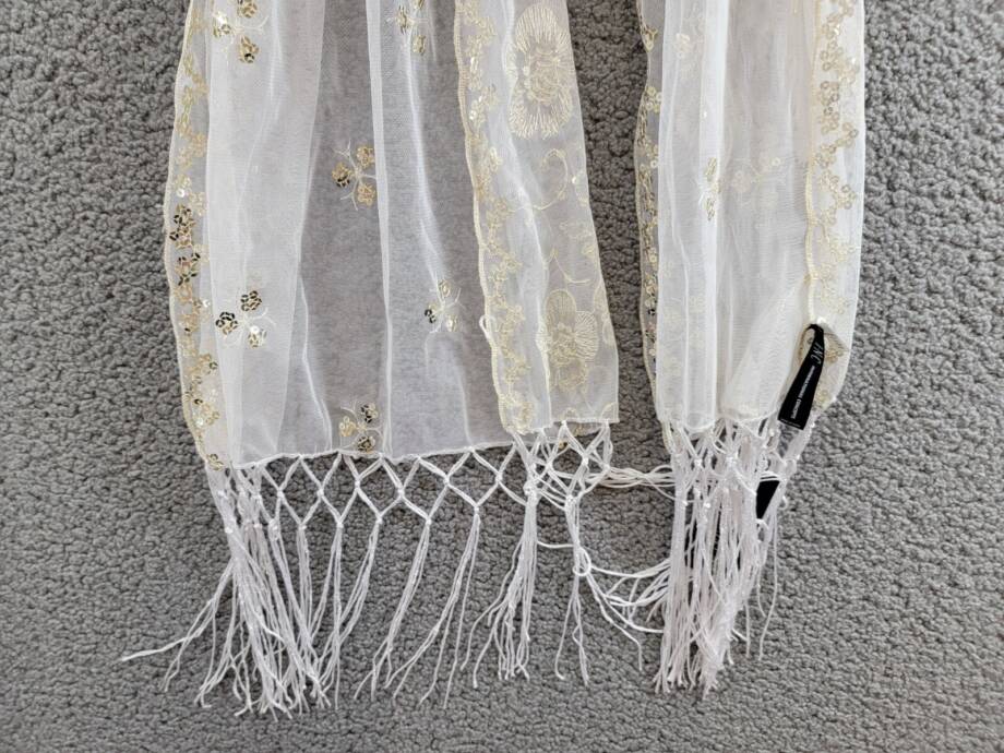 INC International Concepts Embellished Fringe Wrap Women's One Size White
