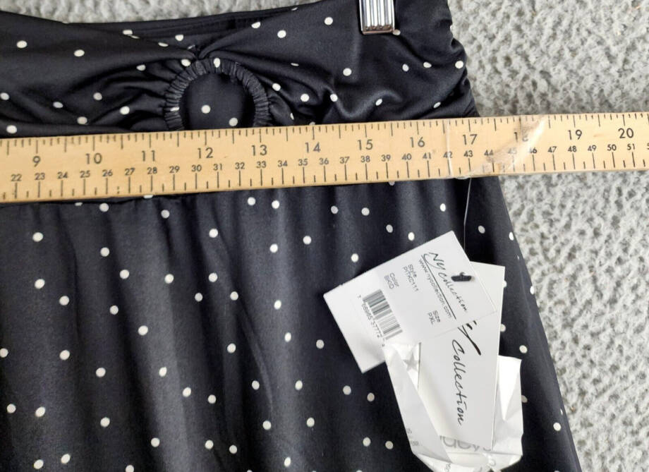 NY Collection Petite Ring Faux Belt A Line Maxi Skirt Women's PXL Black/White