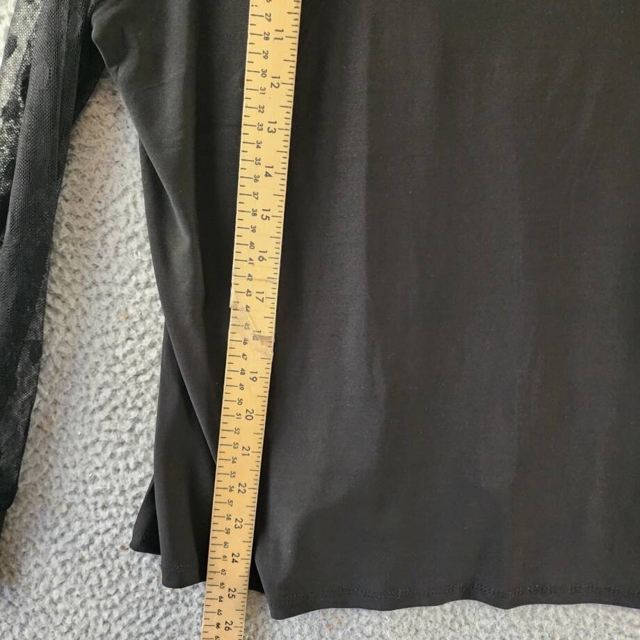 NY COLLECTION Petite Lace Long Sleeves Top Women's Black Collared Pullover Style