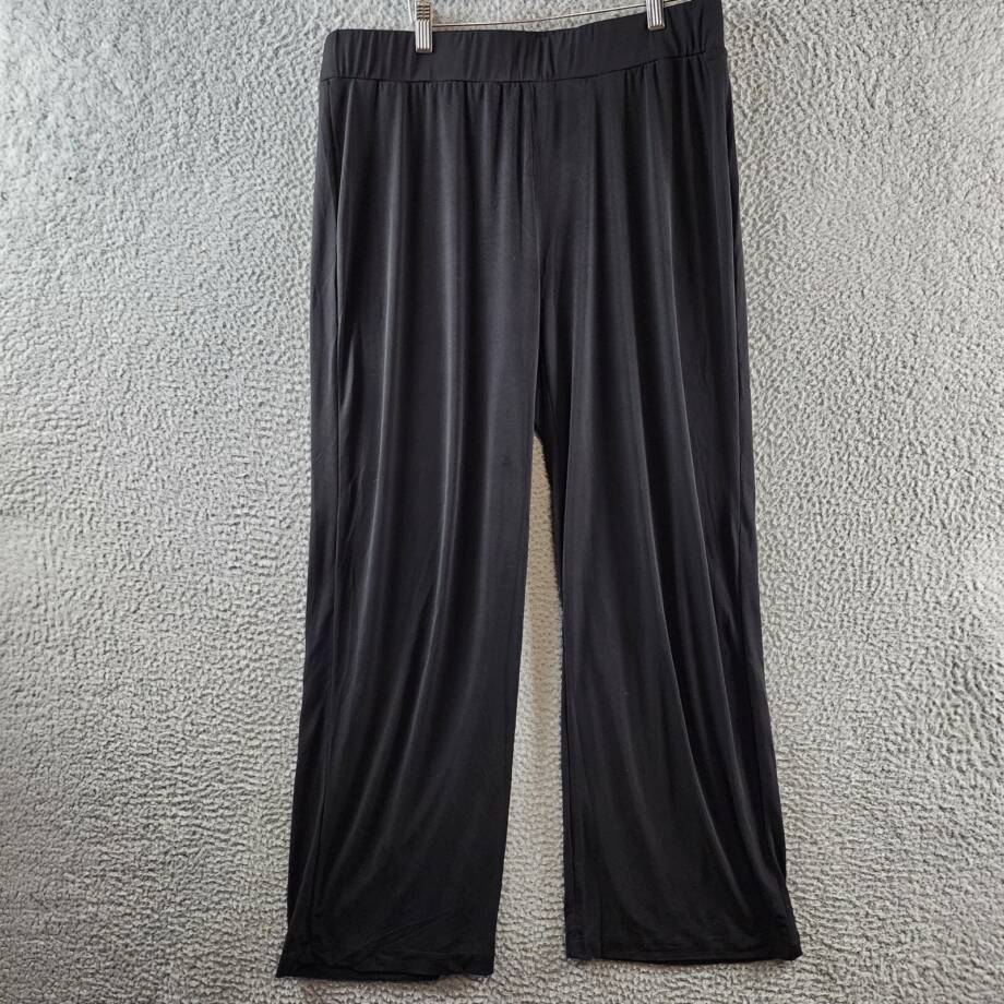 NY Collection Plus Matte Jersey Office Wear Wide Leg Pants Women's 1X Black