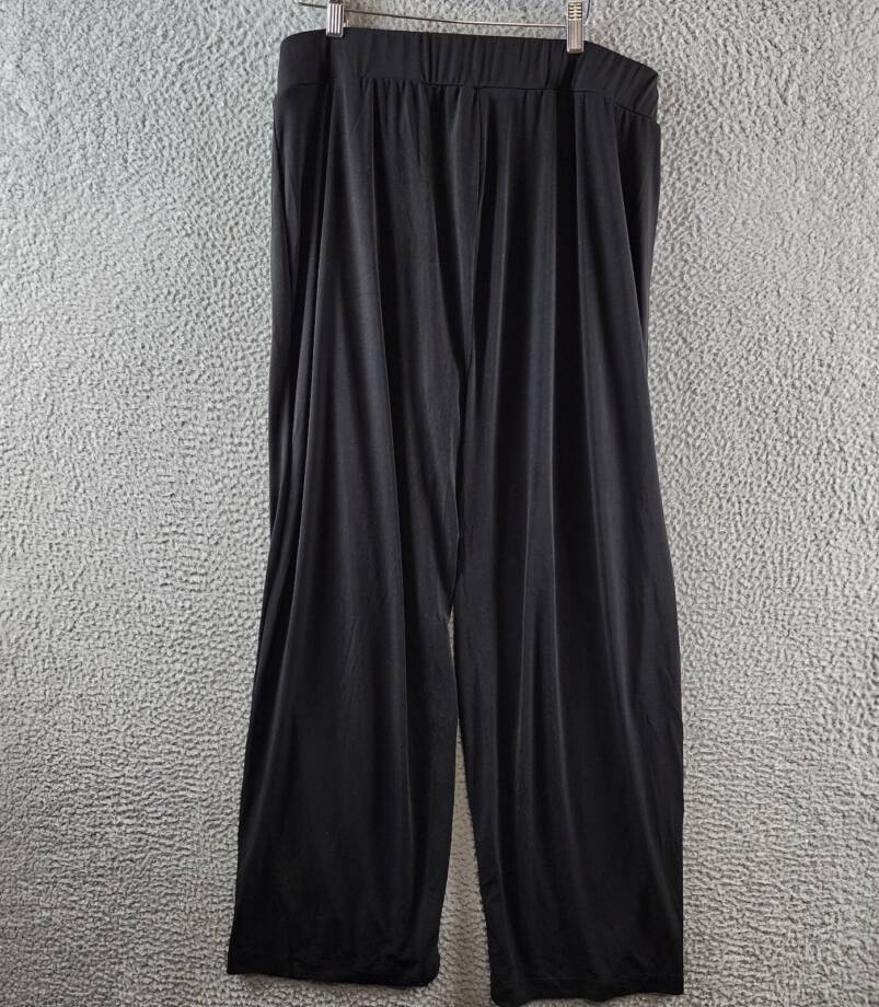 NY Collection Plus Matte Jersey Office Wear Wide Leg Pants Women's 1X Black