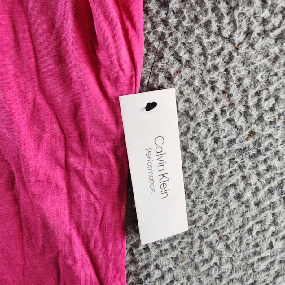 Calvin Klein Logo Graphic Short-Sleeve Top Women's XS Electric Pink Crew Neck