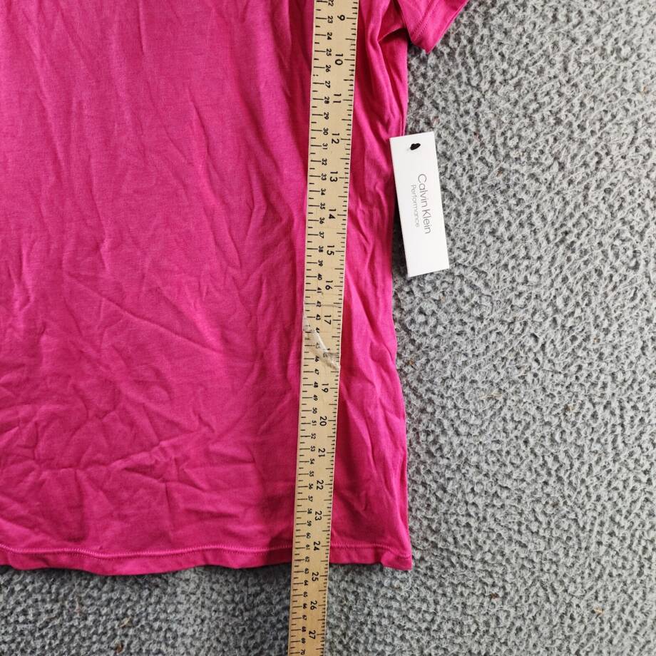 Calvin Klein Logo Graphic Short-Sleeve Top Women's XS Electric Pink Crew Neck