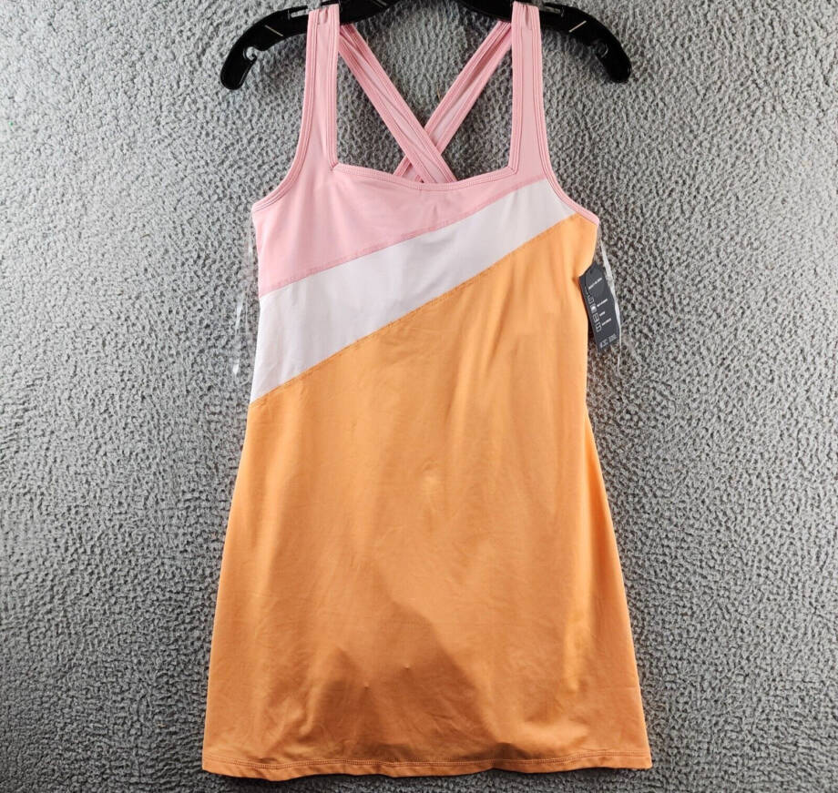 ID Ideology Colorblocked Performance Dress Women's S Melon Sorbet Multi Pullover