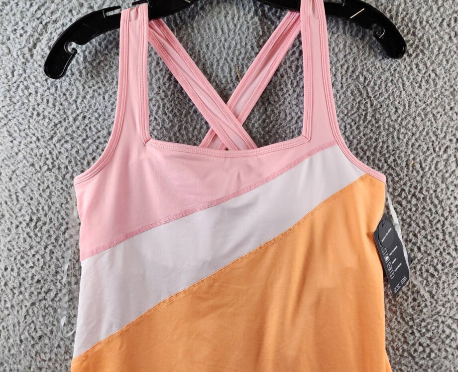 ID Ideology Colorblocked Performance Dress Women's S Melon Sorbet Multi Pullover