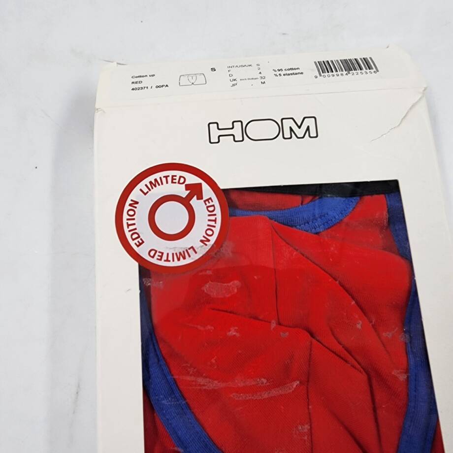 Hom HO1 Cotton Blend Trunks Men's S Red Multi Elastic Logo Waistband Pull On~