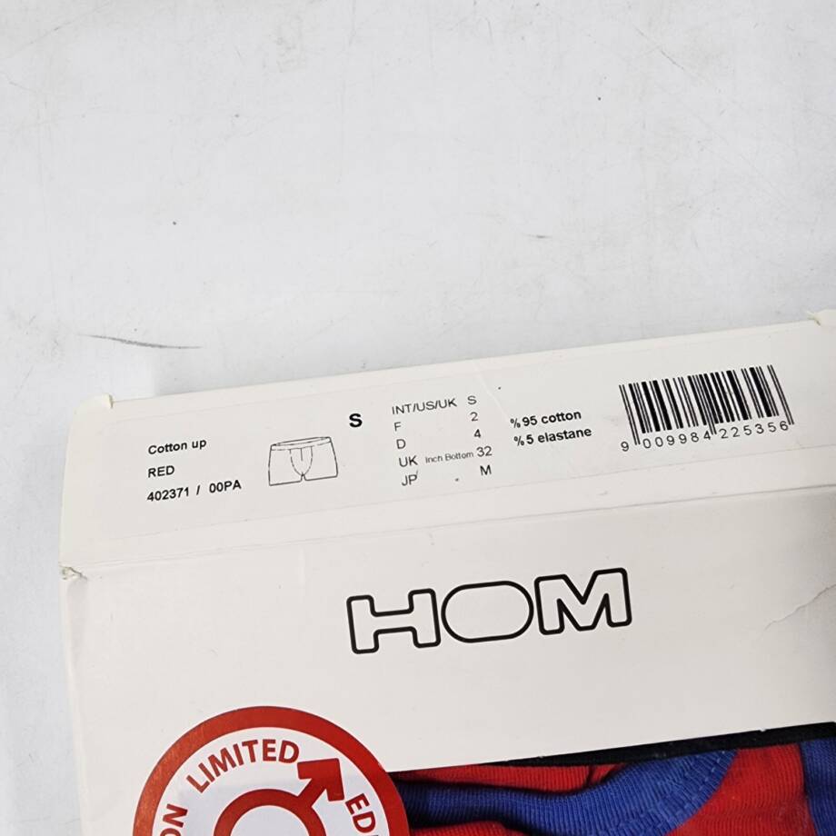 Hom HO1 Cotton Blend Trunks Men's S Red Multi Elastic Logo Waistband Pull On~