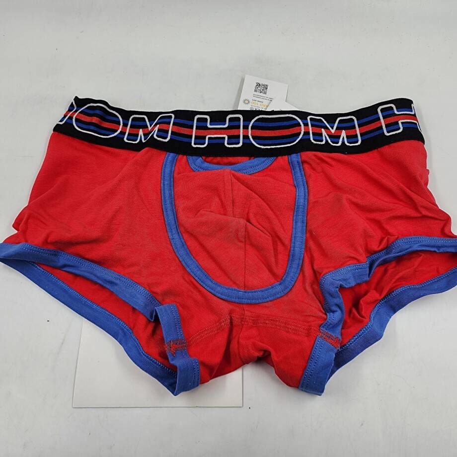 Hom HO1 Cotton Blend Trunks Men's S Red Multi Elastic Logo Waistband Pull On~