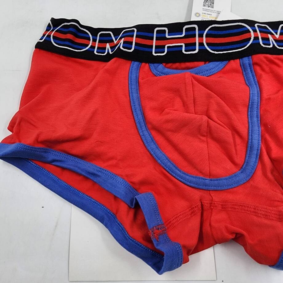 Hom HO1 Cotton Blend Trunks Men's S Red Multi Elastic Logo Waistband Pull On~