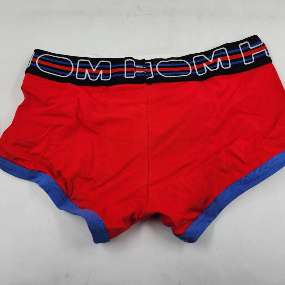 Hom HO1 Cotton Blend Trunks Men's S Red Multi Elastic Logo Waistband Pull On~