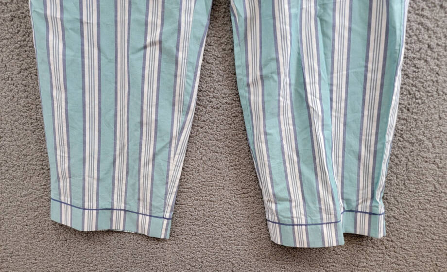 State of Day Striped Poplin Pajama Pants Women's Large Nile Blue Elastic Waist