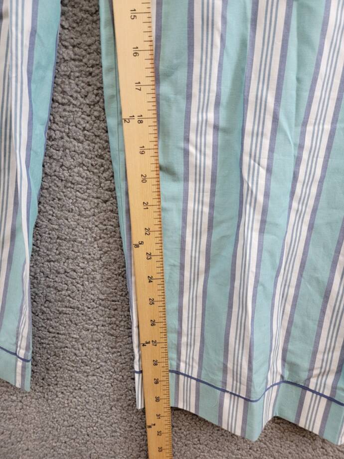 State of Day Striped Poplin Pajama Pants Women's Large Nile Blue Elastic Waist