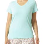 Hue Solid V-Neck Pajama T-Shirt Women's Small Plume Short Sleeve Pullover