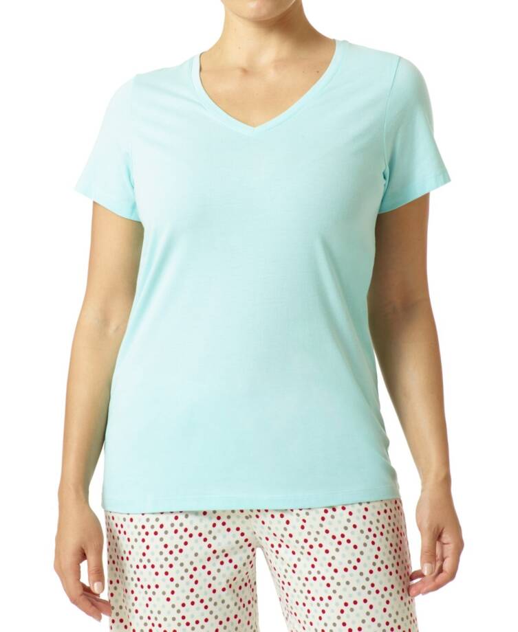 Hue Solid V-Neck Pajama T-Shirt Women's Small Plume Short Sleeve Pullover