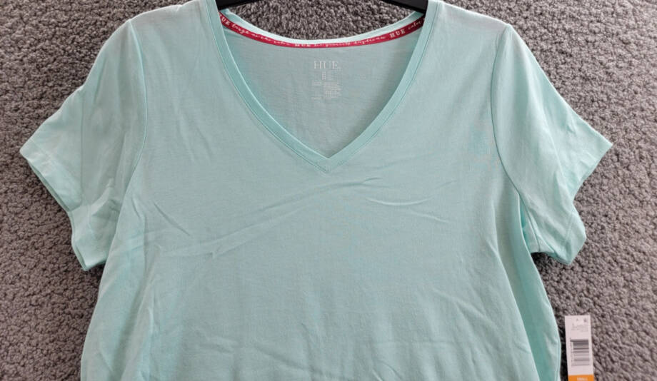 Hue Solid V-Neck Pajama T-Shirt Women's Small Plume Short Sleeve Pullover