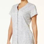 Charter Club Short Sleeve Pajama Top Women's L Vineyard Floral Button Closure