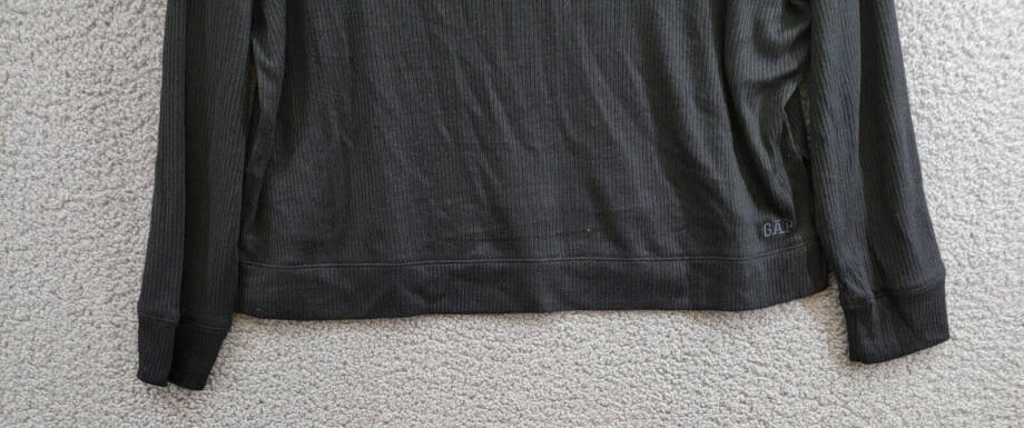 GapBody Long-Sleeve Pajama Top Women's L Black Solid Ribbed Round Neck Pullover