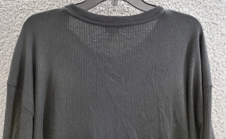 GapBody Long-Sleeve Pajama Top Women's L Black Solid Ribbed Round Neck Pullover