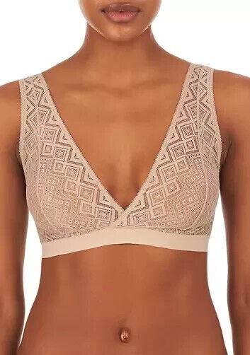 DKNY Pure Lace Bralette Women's M Cashmere Plunging Neck Sheer Pullover