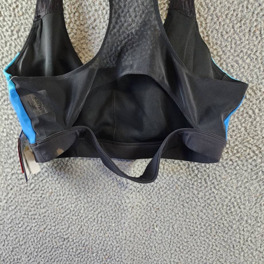 Reebok Plus Size Lux Colorblocked Racerback Sports Bra Women's 1X/16W Black/Blue